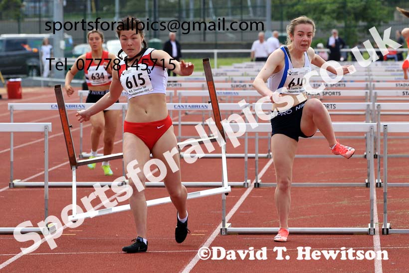 Women and Girls hurdles, 2022 North Eastern Track and Field Champs., Middlesbrough. David T. Hewitson/Sports for All Pics